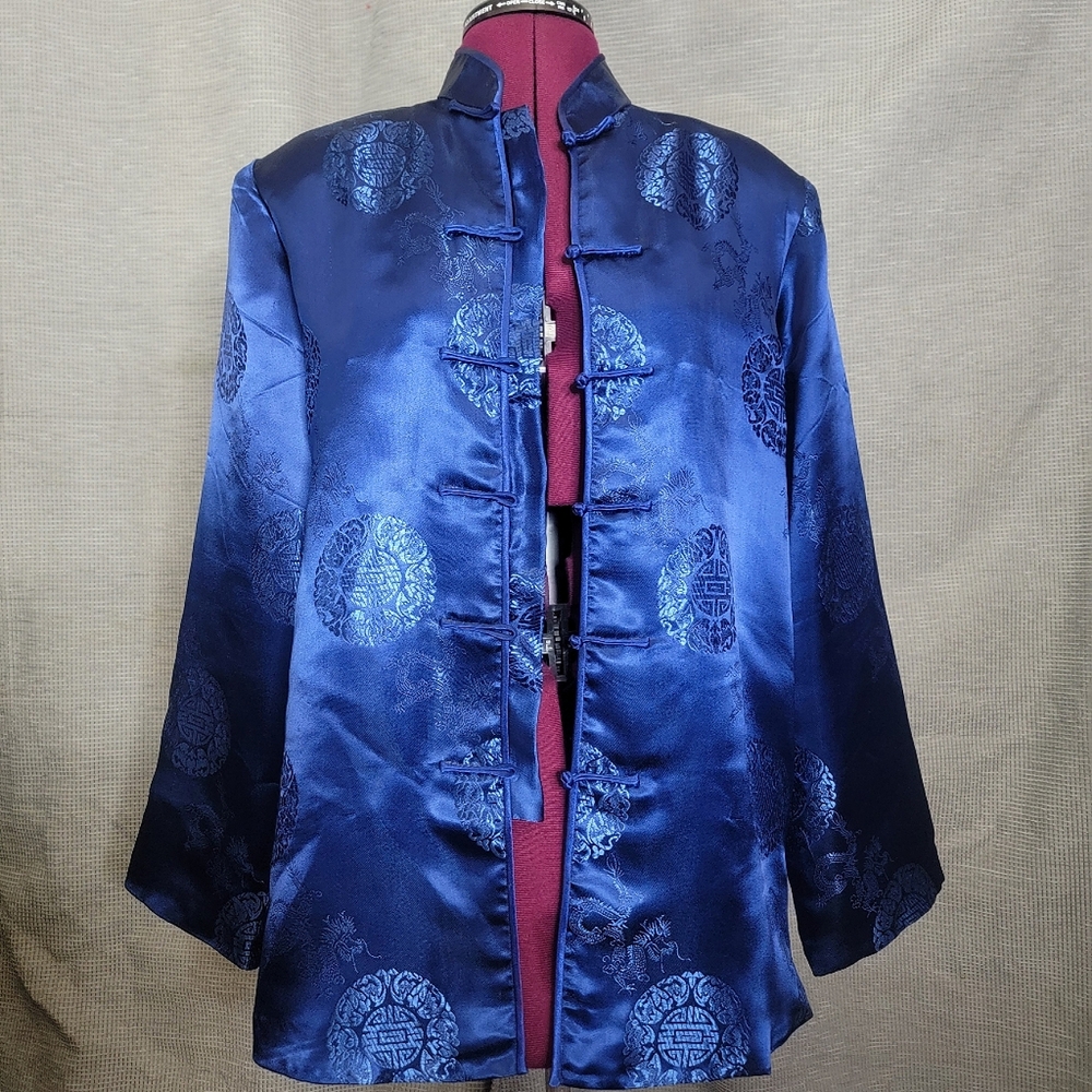 Yang Ti Silk Changshan in Dark Royal Blue size Large